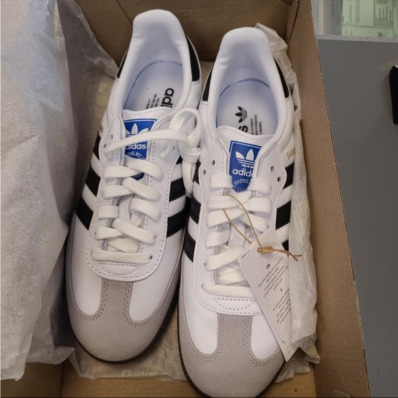 Adidas Samba OG Leather Retro Sneakers White Black New in Box - Picture 6 of 9